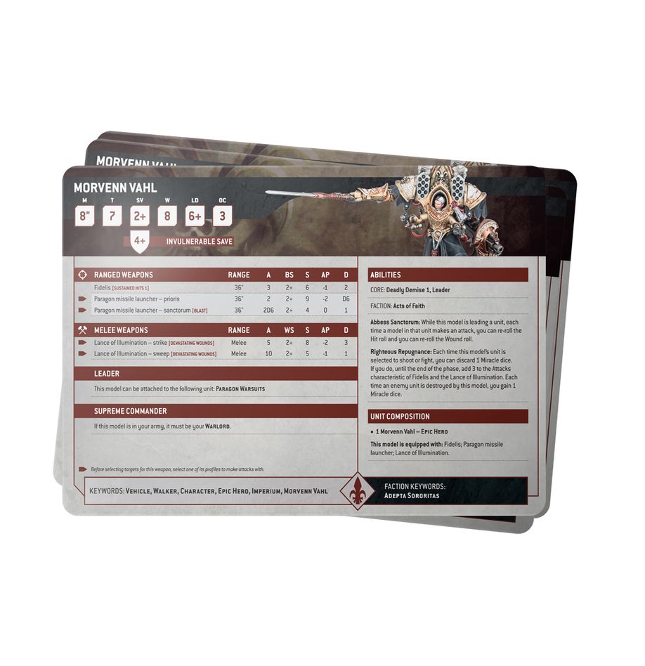 DATASHEET CARDS: ADEPTA SORORITAS