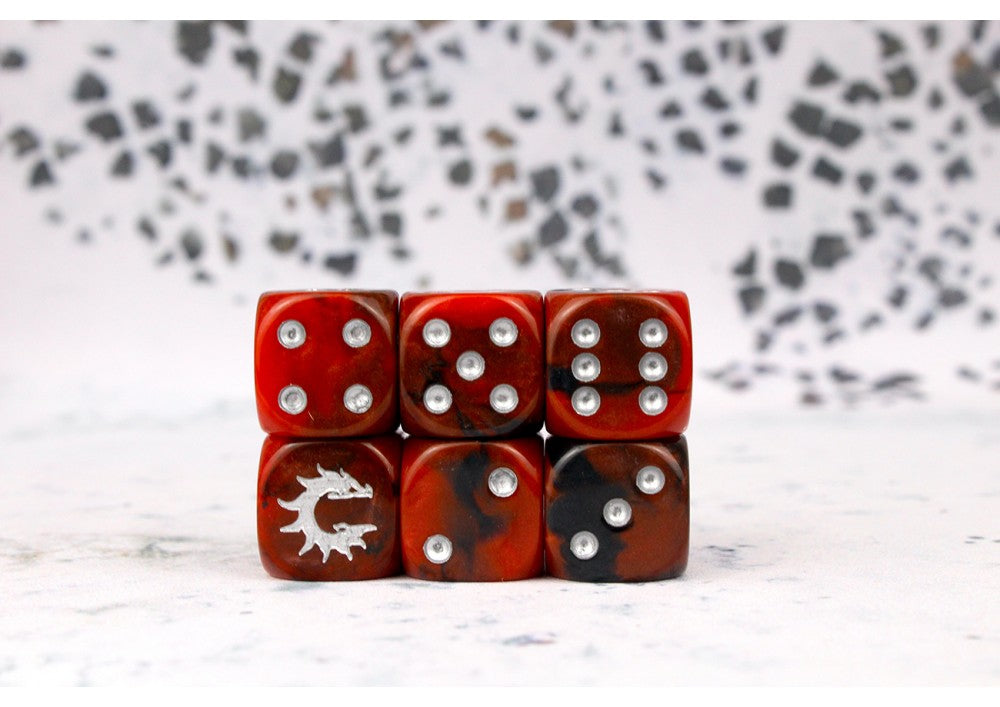 Conquest Logo On Red And Black Dice "First Blood"