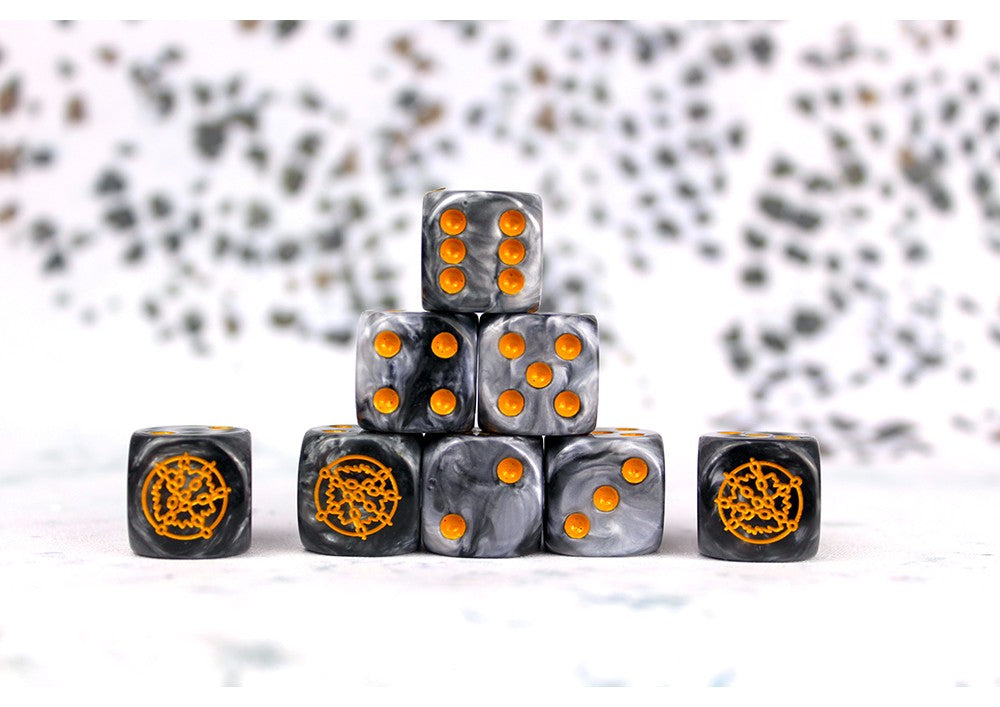 Dweghom Faction Dice On Gray Swirl